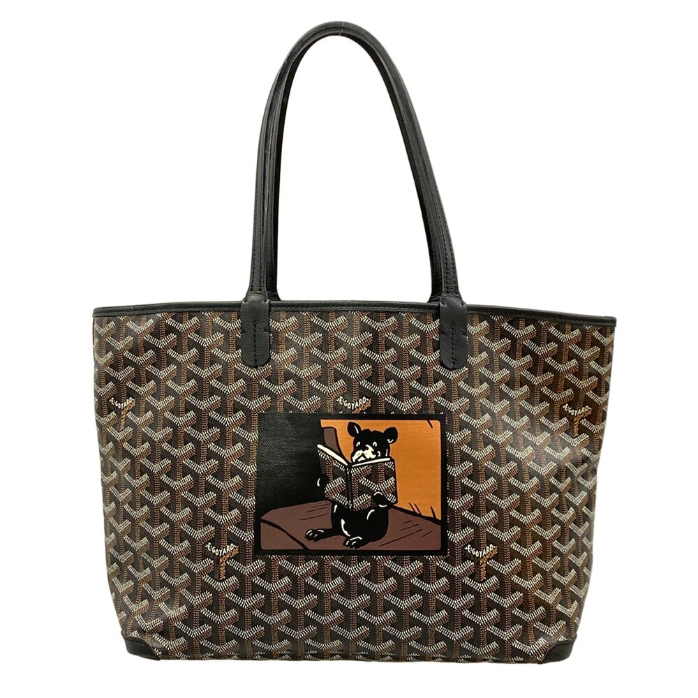 Goyard Artois PM Tote Bag Dark Brown White Coated Canvas Leather
